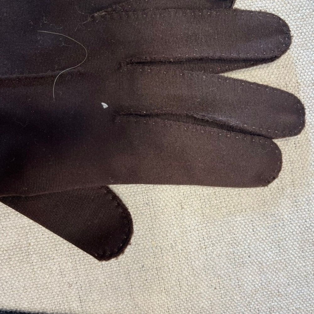 Vintage Women Nylon Dress Gloves Bundle Brown Scalloped Black Pearl Button 7.5 - Picture 7 of 8